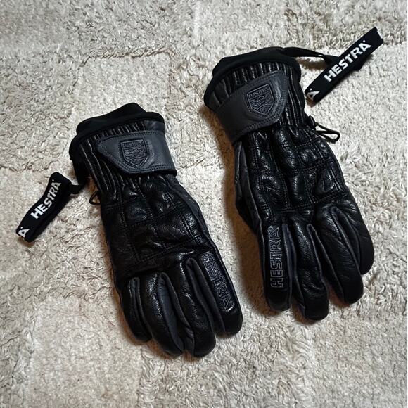 Hestra Black Cowhide Leather Ski/Snowboard Gloves Size 6 - Picture 1 of 6